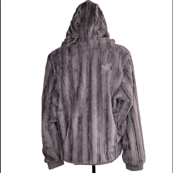 The North Face Extra Fuzzy Quarter Snap Pullover Gray Hooded Jacket - Picture 4 of 15